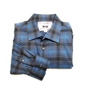 Joseph Abboud, Men's Non-Iron Dress Shirt, Long Sleeve, Blue Plaid, Large
